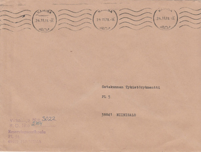 Sotilaspostia, RESERVIUPSEERIKOULU, Hamina