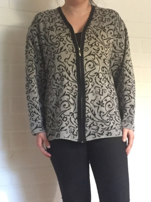 Classic Woman harmaa/musta kuviollinen neuletakki 38/40