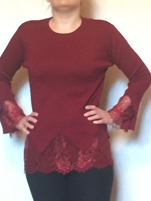 Uusi Fee Red tummanpunainen neule L/XL
