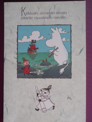 Muumipeikko katselee merelle tk