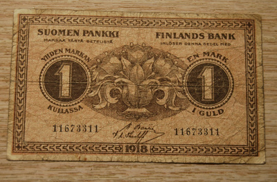 1 mk seteli 1918 Suomi