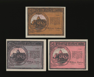 Itävalta Notgeld 10, 20, 50 Heller, Lamprechtshausen 1920