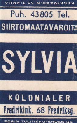 SYLVIA. Fredrikink. 68. Siirtomaatavaroita  s18