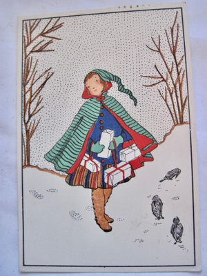VANHA Postikortti Joulukortti Art Deco 1917 KIVA