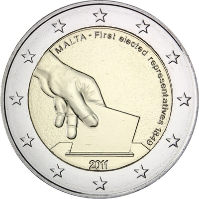 ** MALTA 2€ 2011 Ensimmäiset vaalit pillerissä **