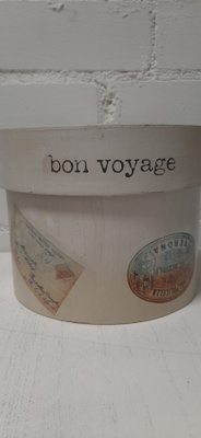 Pyöreä puinen rasia bon voyage
