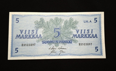 5Markkaa 1963 Kunto 9-10