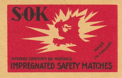 S - O - K Impregnated Safety Matches, Leijona -    5/14