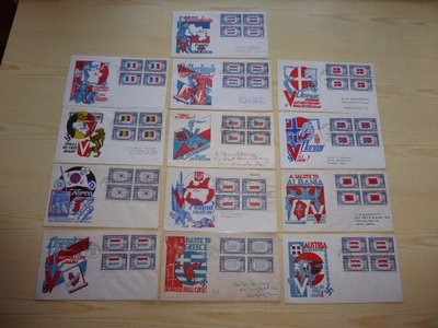 13 kpl USA WWII FDC täysi sarja kaikissa 4 postimerkkiä