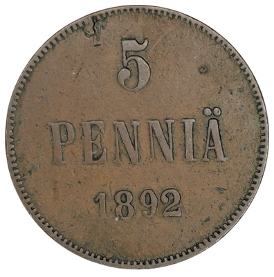 5 Penniä 1892