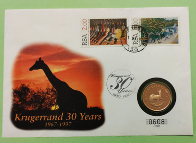1/2 unssin Krugerrand kulta raha, Etelä-Afrikka.