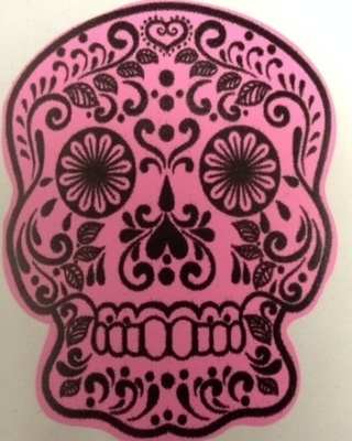 Pinkki Sugar Skull tarra