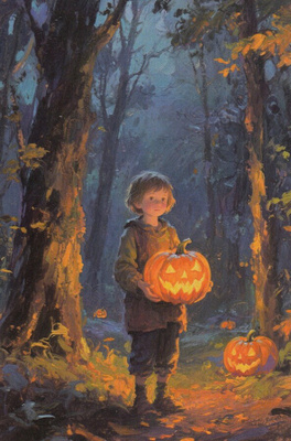 Halloween poika metsässä