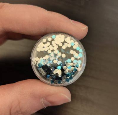 Hopeinen/turkoosi glitter