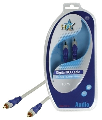HQ RCA uros - RCA uros kaapeli, kullattu, 10m *UUSI*