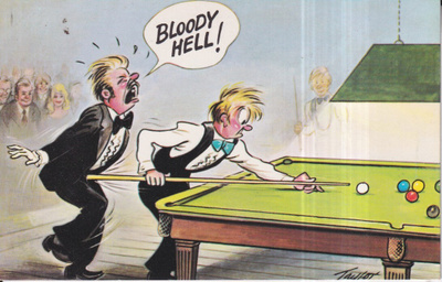 Biljardi. Snooker, Bloody Hell ! piirros. huumori  e105