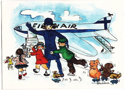 VANHA Postikortti Finnair Mainos Lentokone ym 1970