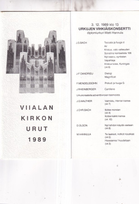 Viiala. Kirkon urut 1989 , e3