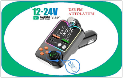 USB FM autolaturi - näytöllä auton akun jännite #31137