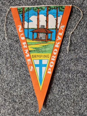 Nurmes Porokylä Camping vintage iso matkailuviiri