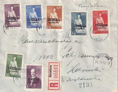 ITÄ-KARJALA R-ÄÄNISLINNA MANNERHEIMIT JA RYTI MERKIT 1942