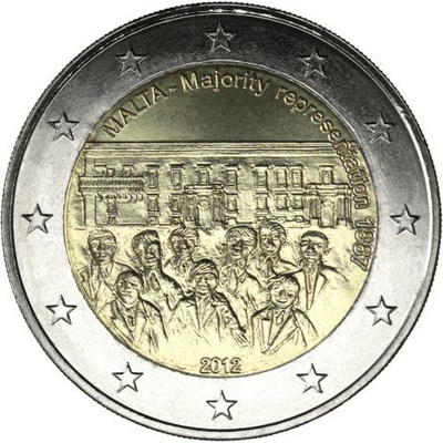 Malta 2012 2 € Majority Representation 1887 UNC