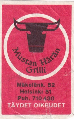 Helsinki, Mustan Härän Grilli , Mäkelänk. 52  ,  e59