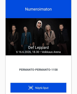 Def Leppard ja Extreme keikkalippu
