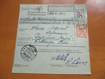 1928 Uuras postiosoitus os Perkjärvi