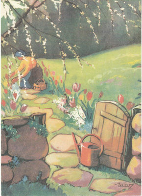 Postikortti, MARTTA WENDELIN, Kukkien hoitaminen