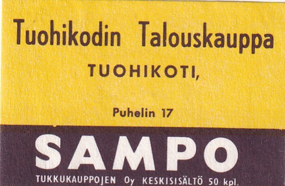 Tuohikoti. Talouskauppa,  SAMPO    s15/3