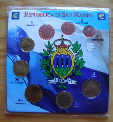 San Marino rahasarja 1 Cent - 2 Euro