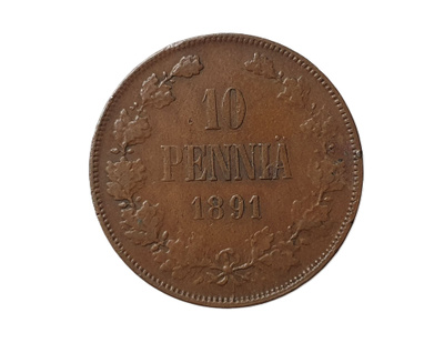 10 penniä 1891 - hyväkuntoinen!