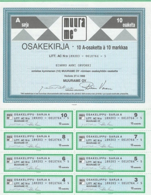 OKK 1988 Muurame Oy, Hollola pörssi osakekirja