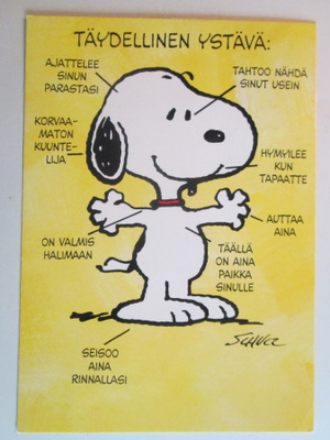 KULKENUT SNOOPY TENAVAT POSTIKORTTI CHARLES. M. SCHULZ