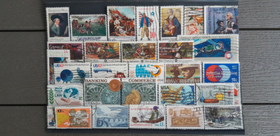 USA n.1970 luku LEIMATTUJA postimerkkejä 31 kpl