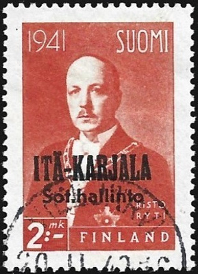 1941 I-K Ryti 2:00 mk Pyöristynyt R leimattu LaPe 24 II