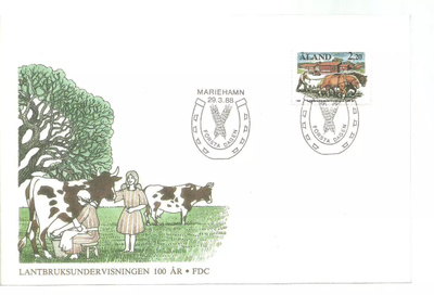 ÅLAND EPK FDC 2/1988: Maanviljelyskoulutus 100v, hevonen