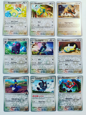 Pokemon Reverse Holo kortteja 9kpl