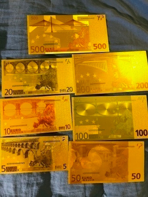Euro kultasetelit 5 - 500e 7kpl setti