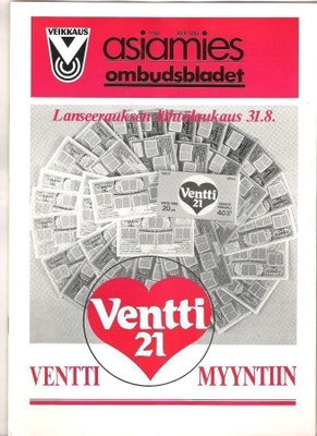 Veikkaus, asiamieslehti, 5 kpl. , 1986.