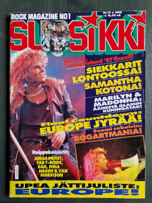 Suosikki 12/1986. Jättijulisteessa Europe