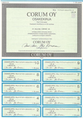 OKK 1990 Corum Oy, Helsinki Kuusinen pörssi