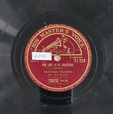 Savikiekko 1939 Mieskuoro Finlandia His Masters Voice TJ 124