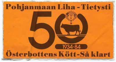 Retro - Vanha tarra - Pohjanmaan Liha - 50 v. - 1934-1984