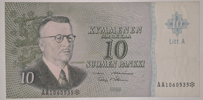 10 Markkaa 1963 Litt. A AÅ1060535 Tähti
