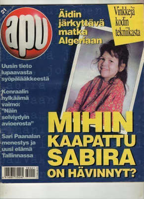 Apu n:o 21 1998 Missä on Sabira? Anu & Heikki. Sari. Jääkiek