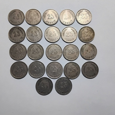 Suomi 25 penniä 22 kpl + 50 p 10 kpl