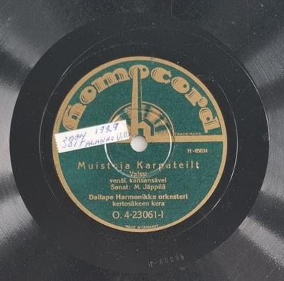 Savikiekko 1929 - Dallapé orkesteri - Homocord O. 4-23061