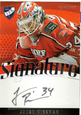 2011-12 Cardset JUUSO RIKSMAN HIFK Ässät Signature nimmarI